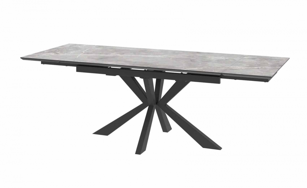 ЗАРА-160 Стол раздвижной с керамикой камень серый/черный